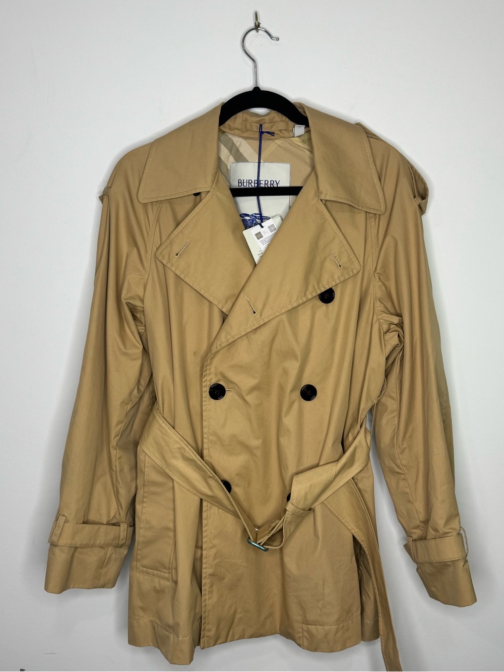 Burberry Cotton Gabardine Belted Trench Coat Beige Women’s Size 2